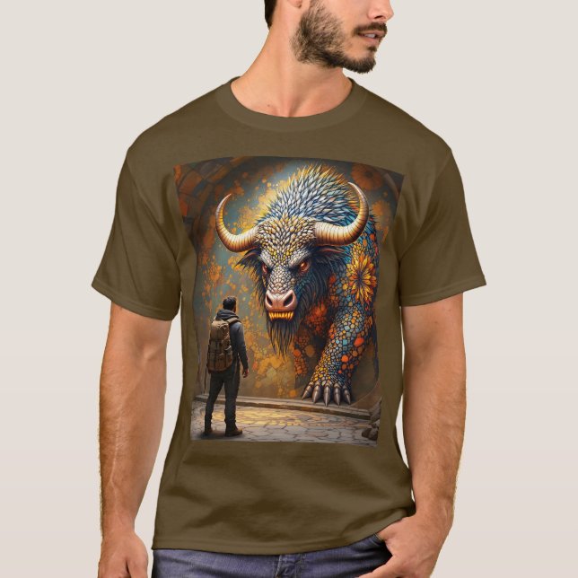 Camiseta Fantasía Cute Mítico Mosaico de Toro (Anverso)