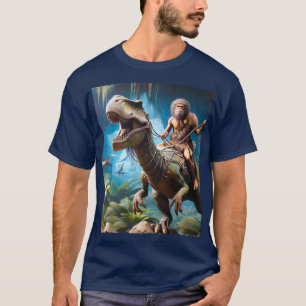 Camiseta Fantasía Cute Neanderthal Riding Dinosaur