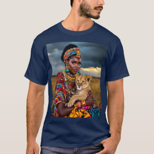 Camiseta Fantasía cutre mujer africana león