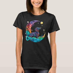 Camiseta Fantasía Dachshund Perro Cute Crescent Papel lunar