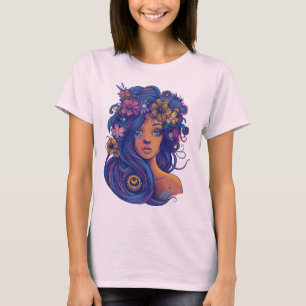 Camiseta Fantasía de Boho con pelo floral