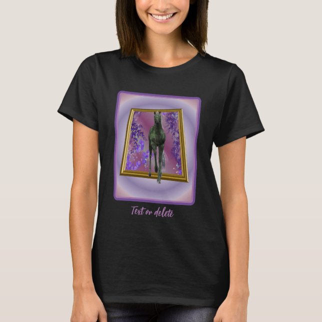 Camiseta Fantasía de caballos de Unicornio negro personaliz (Anverso)