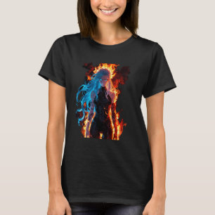 Camiseta Fantasía de demonio empobrecido azul en un incendi