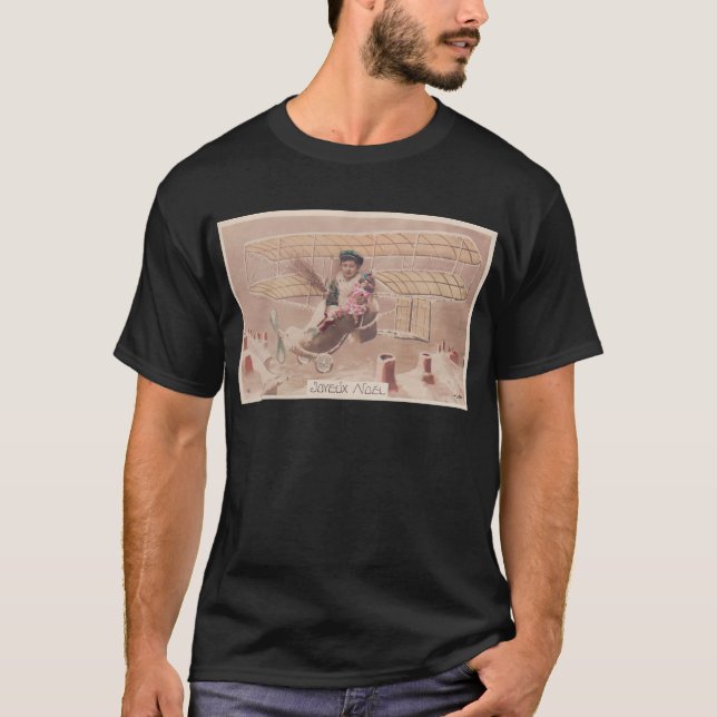 Camiseta Fantasía de Vintage Christmas Boy Flying Airship (Anverso)