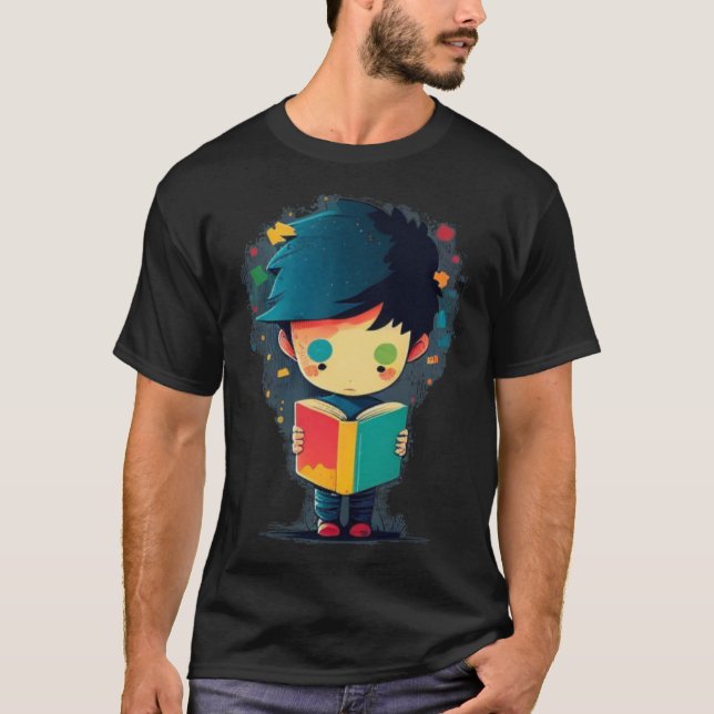 Camiseta Fantasía en el mundo de los libros con un niño peq (Anverso)