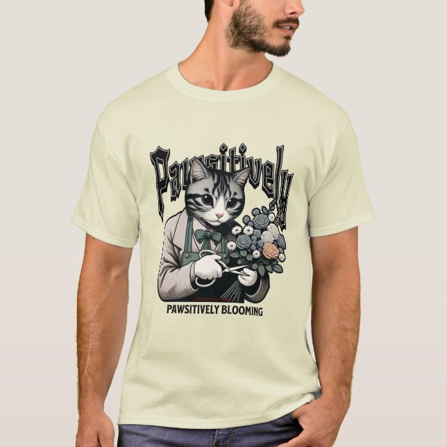 Camiseta Fantasía felina florista - Jardinería de gato y fl (Anverso)