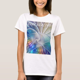 Camiseta Fantasía floral, flor fractal abstracta colorida
