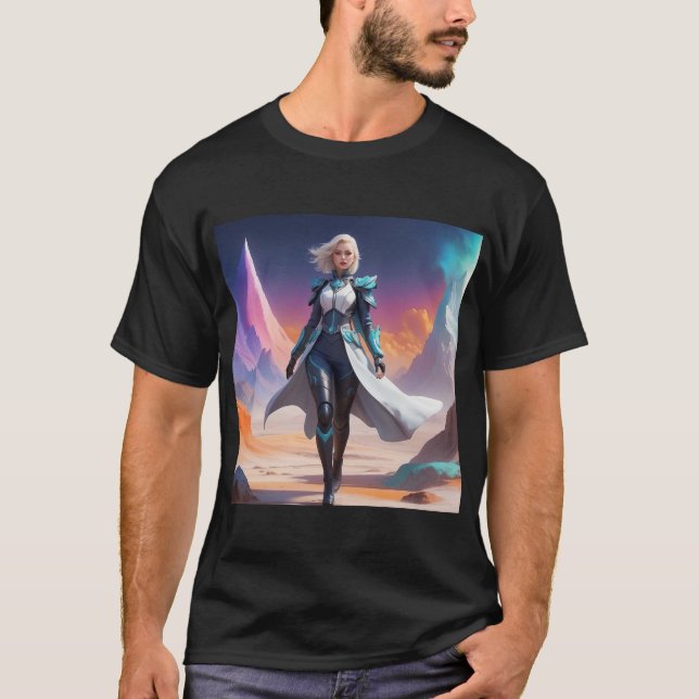 Camiseta Fantasía futurista | Heroína Sci-Fi (Anverso)