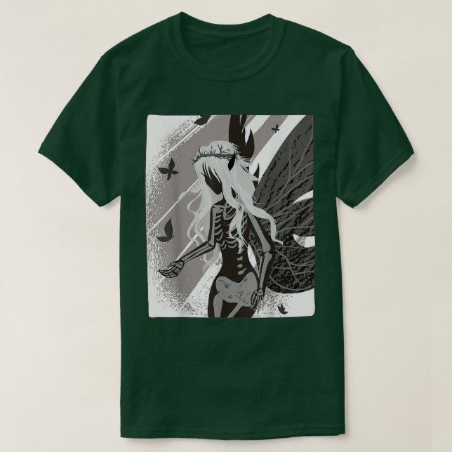 Camiseta Fantasía Gótico de Muerte Skeleton Fairy Estética  (Diseño del anverso)