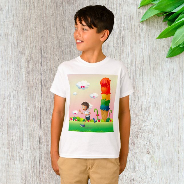 Camiseta Fantasía helado conejo con niño en carrera feliz (Subido por el creador)