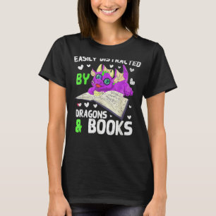 Camiseta Fantasía libro animal leyendo dragón de libro bibl