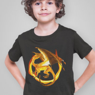 Camiseta Fantasía mágica del dragón de la llama del oro del