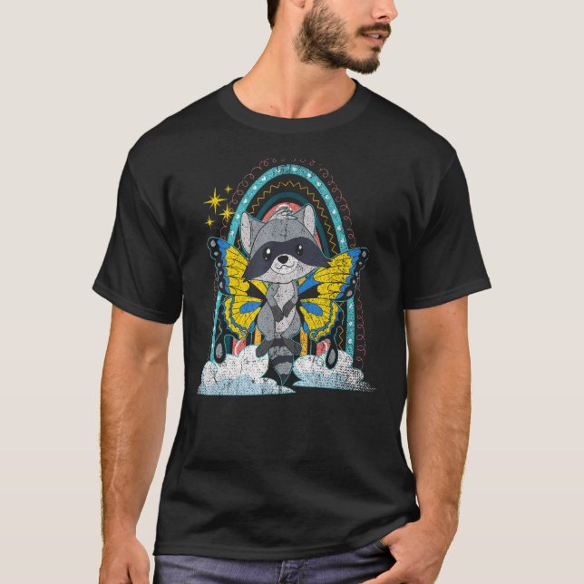 Camiseta Fantasía mariposa Arcoiris Trash Panda Forest Anim (Anverso)