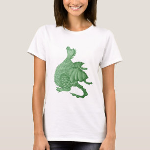 Camiseta fantasía mítica criatura dragón verde lindo