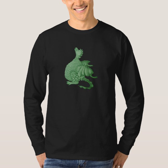 Camiseta fantasía mítica criatura dragón verde lindo (Anverso)