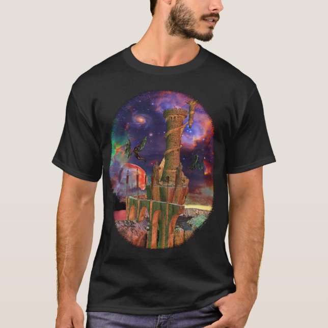 Camiseta Fantasía Mundo Ciencia Ficción Dragón Lucha (Anverso)