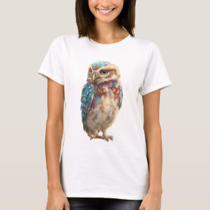 Camiseta Fantasia Pastel Iridescente Búho Mujeres Etéreas