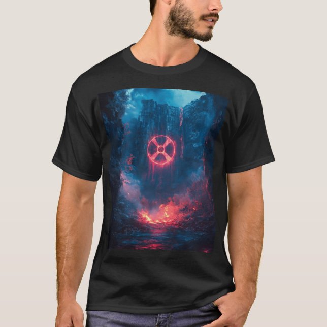 Camiseta Fantasía Red Radioactive Symbol Digital Art (Anverso)