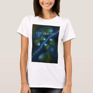 Camiseta Fantasía Resumen Texto fractal verde azul