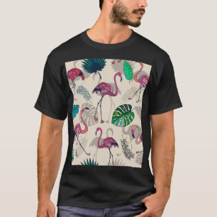 Camiseta Fantasía tropical: Patrón de hojas de flamenco