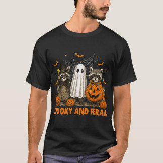 Camiseta Fantasía Y Feral Halloween Fantasma Raccoon Trick
