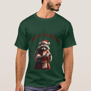 Camiseta Fantasioso Santa Mapache de cuento con Café