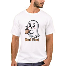Fantasma Adorable Cansado Sosteniendo Taza de Café
