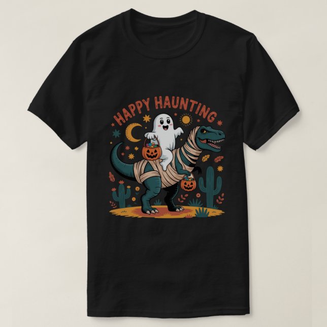 Camiseta Fantasma Adorable en Dinosaurio Mamita - Halloween (Diseño del anverso)