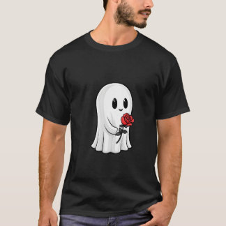 Camiseta Fantasma amistosa sosteniendo a un rosa
