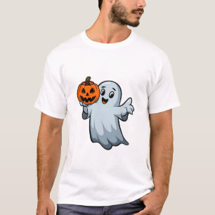 Camiseta Fantasma amistoso con linterna de calabaza