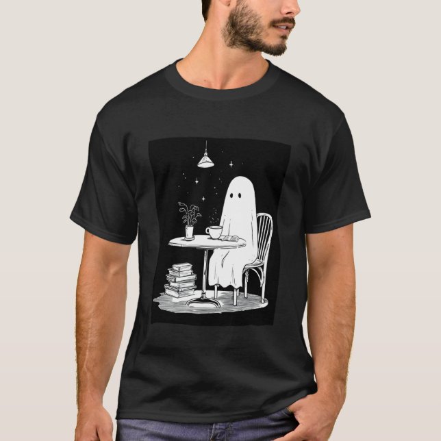 Camiseta Fantasma bebiendo té y leyendo un libro (Anverso)