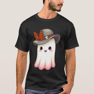 Camiseta Fantasma Boo Coqueta Lazo Sombrero Otoño Halloween