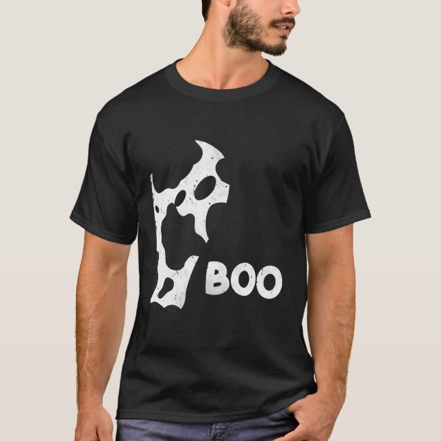 Camiseta Fantasma Boo Dairy Cow Halloween agricultor Adu (Anverso)