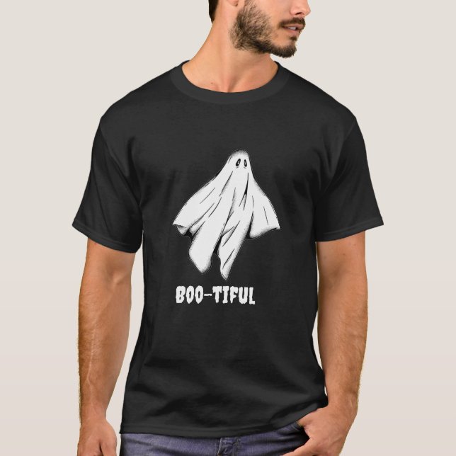 Camiseta Fantasma bruta | Halloween blanco y negro con barr (Anverso)