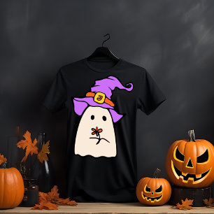 Camiseta Fantasma caprichosa con Gorra de brujas y flor