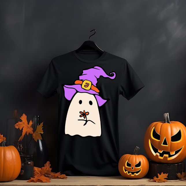 Camiseta Fantasma caprichosa con Gorra de brujas y flor (Subido por el creador)