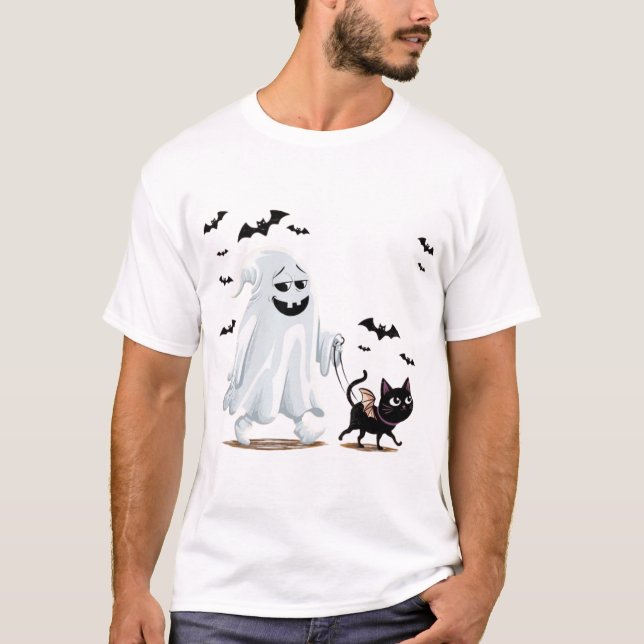 Camiseta fantasma con halloween de perro ambulante (Anverso)
