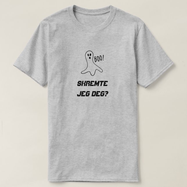 Camiseta Fantasma con texto Skremte jeg deg? (Diseño del anverso)
