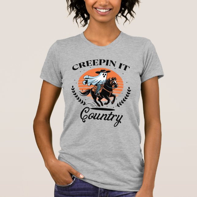 Camiseta Fantasma Cowboy montando caballo Halloween (Anverso)