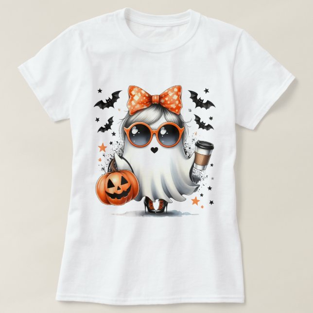 Camiseta Fantasma cruda de Halloween (Diseño del anverso)
