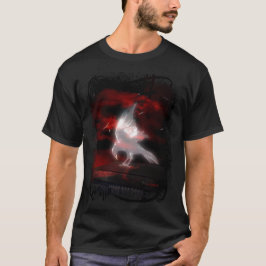 Camiseta Fantasma cuervo fantasma con cielo rojo, nubes y l