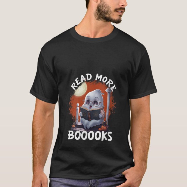 Camiseta Fantasma Cute Fantasma Leer más libros Libros Grac (Anverso)