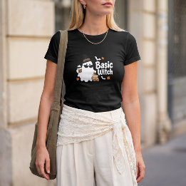 Camiseta Fantasma de Bruja Básica | Diseño Glam de