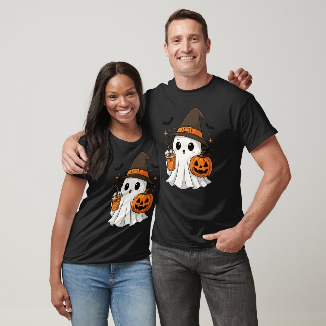 Camiseta Fantasma de bruja de Halloween con calabaza (Unisexo)