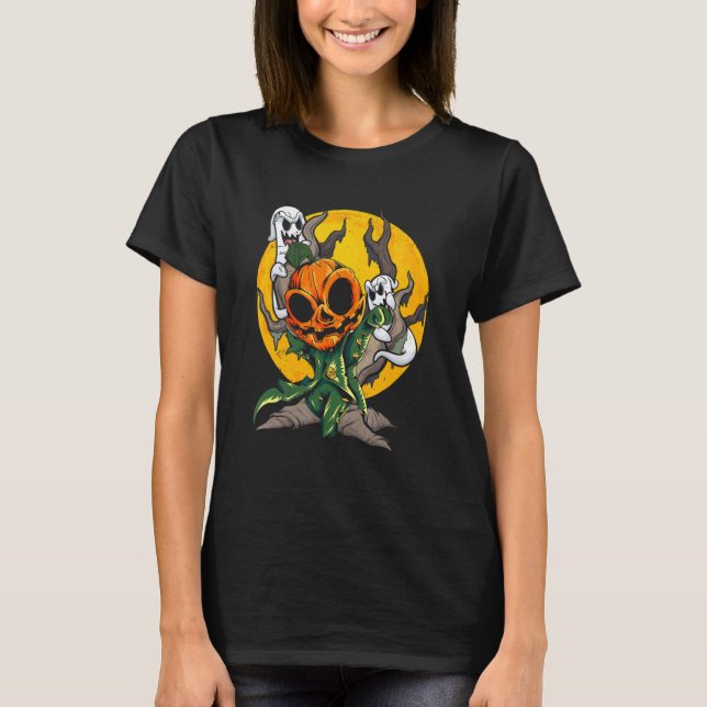 Camiseta Fantasma de cabeza de calabaza Hallowee de este añ (Anverso)