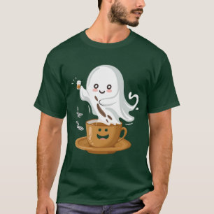 Camiseta Fantasma de Café – Espíritu Kawaii de Caf