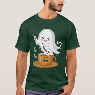 Camiseta Fantasma de Café – Espíritu Kawaii de Caf