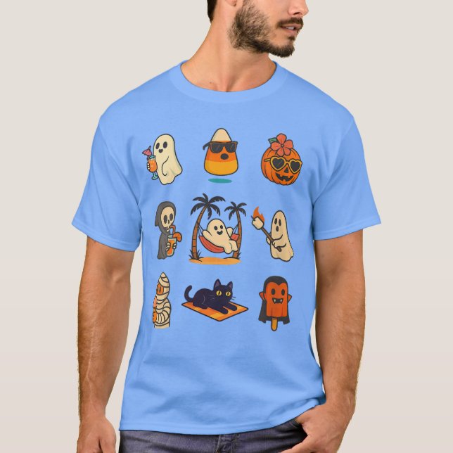 Camiseta Fantasma de calabaza de Summerween de Halloween es (Anverso)