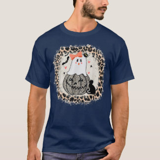 Camiseta Fantasma de Chica de Halloween de gato de calabaza