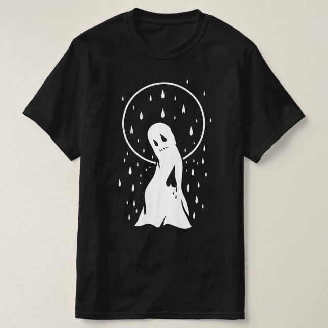 Camiseta fantasma de corazón roto en la lluvia (Diseño del anverso)